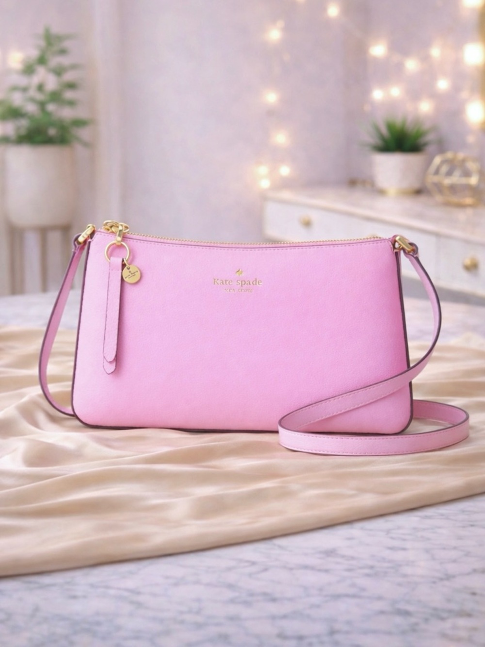 Kate Spade Ginnie Crossbody Pink Mandavilla Tassel NWT